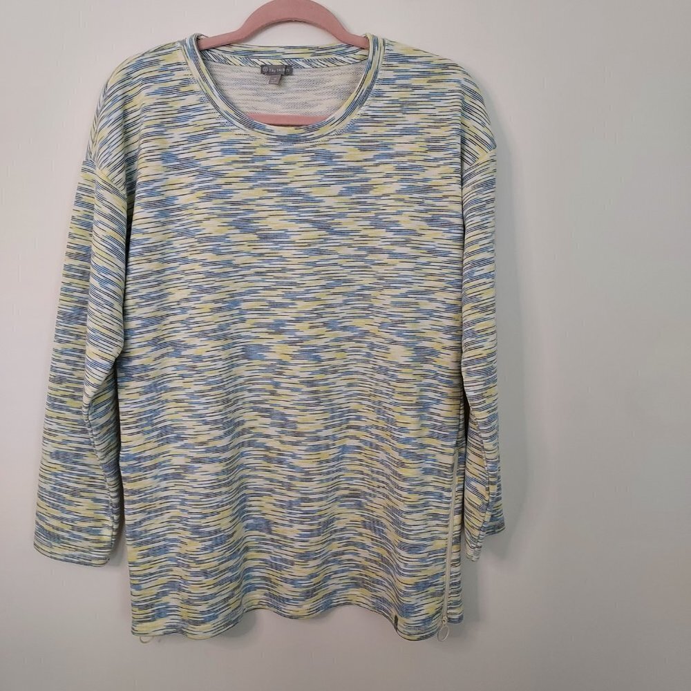 T by Talbots Classic French Terry Crewneck Space Dye Pullover Sweatshirt - Picture 4 of 9